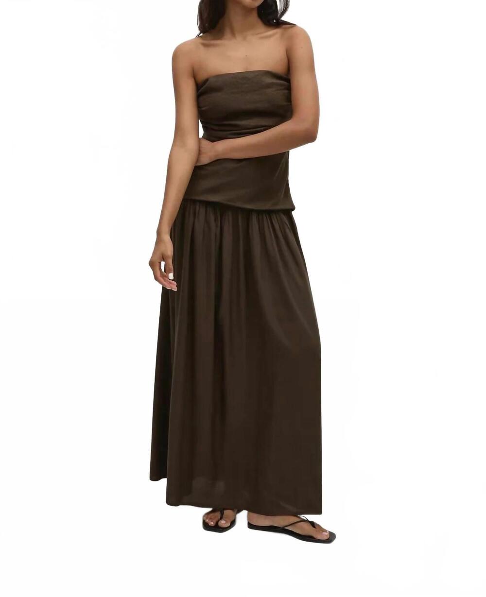NEW FAITHFULL THE BRAND miro maxi dress in dark brown